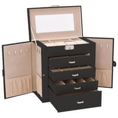 Vidaxl Jewellery Box 5-Layer z ogledalom zaklenljivo črno