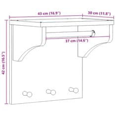 Vidaxl Stenski obešalnik za plašče SANDNES bela 43x30x42 cm les bor