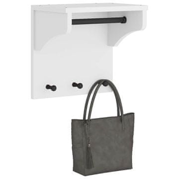 shumee vidaXL Stenski obešalnik za plašče "SANDNES" bela 43x30x42 cm les bor