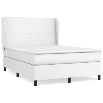 Vidaxl Box spring postelja z vzmetnico bel 140x200 cm umetno usnje