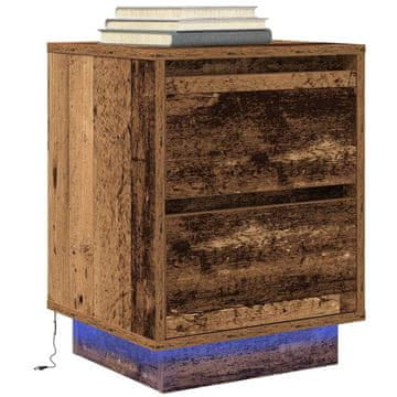 Vidaxl vidaXL Nočna omarica z LED osvetlitvijo, starinski les, 38x34x50 cm