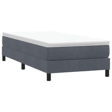 shumee vidaXL Postelja z vzmetnim vzmetnim okvirjem brez vzmetnice temno siva 80x210 cm žamet
