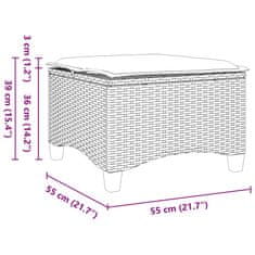 Vidaxl Vrtni stolčki z blazinami 2 kosa Bež 55x55x36 cm Poly Rattan