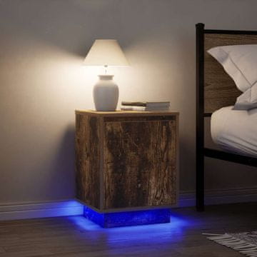 Vidaxl vidaXL Nočne omarice z LED lučkami 2 kosa dimljen hrast 38x34x50 cm