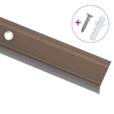 Vidaxl Obrobe za stopnice L-oblike 15 kosov aluminij 90 cm rjave