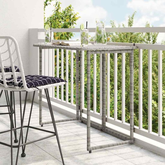 shumee vidaXL Zložljiva vrtna miza Grey 90x51x75 cm Poly Rattan