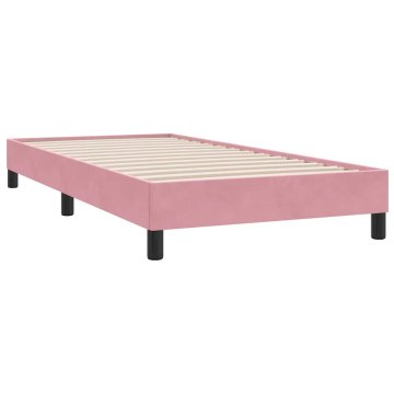 Vidaxl posteljni okvir brez vzmetnice roza 100x210 cm žamet