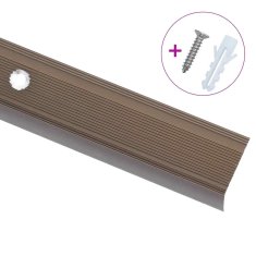 Vidaxl Obrobe za stopnice L-oblike 15 kosov aluminij 100 cm rjave