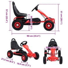Vidaxl Gokart na Pedale s Pnevmatikami Rdeče Barve