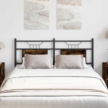 shumee vidaXL Posteljno vzglavje dimljeni hrast 150cm inženirski les in jeklo