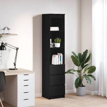 shumee vidaXL Visoka omara črni hrast 37,5x35x180 cm inženirski les