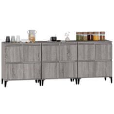 Vidaxl Komoda 3 kosa siva sonoma 60x35x70 cm inženirski les