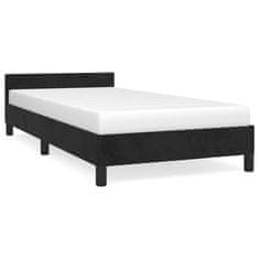 Vidaxl Posteljni okvir z vzglavjem brez vzmetnice črn 90x200 cm žamet