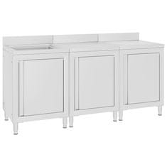Vidaxl Kuhinjska omarica za umivalnik 180x60x96 cm nerjaveče jeklo