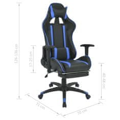 Vidaxl Pisarniški stol s športnim sedežem in oporo za noge modre barve