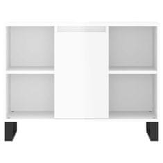 Vidaxl Kopalniška omarica visok sijaj bela 80x33x60 cm inženirski les