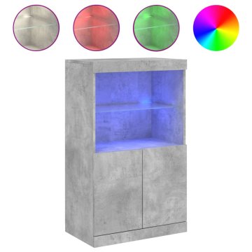 Vidaxl Komoda z LED lučkami betonsko siva 60,5x37x100 cm