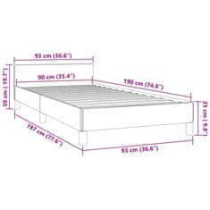 Vidaxl Posteljni okvir z vzglavjem brez vzmetnice črn 90x190 cm žamet