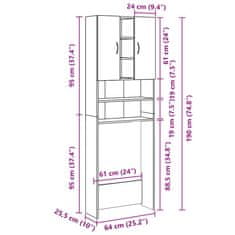 Vidaxl Omara za pralni stroj artisan hrast 64x25,5x190 cm