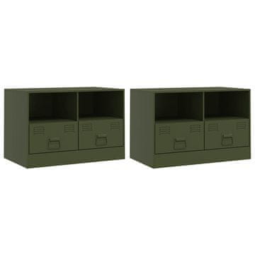 Vidaxl TV omarica 2 kosa olivno zelena 67x39x44 cm jeklo