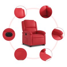 Vidaxl Električni naslanjač s funkcijo vstajanja rdeče umetno usnje