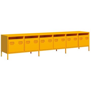 Vidaxl TV omarica gorčično rumena 202x39x43,5 cm hladno valjano jeklo