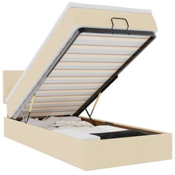 Vidaxl Otomanska postelja z vzmetnico krem 100x200 cm blago