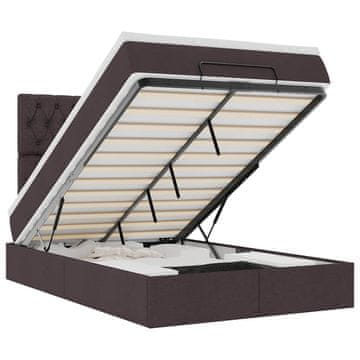 Vidaxl Otomanski posteljni okvir z vzmetnico rjav 120x190 cm blago
