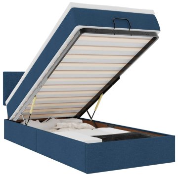 Vidaxl Otomanski posteljni okvir z vzmetnico moder 80x200 cm blago