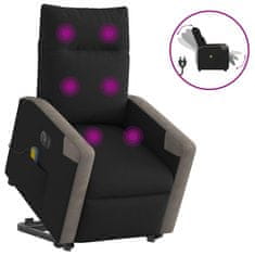 shumee vidaXL Električni masažni naslanjač s funkcijo vstajanja črn