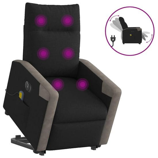 shumee vidaXL Električni masažni naslanjač s funkcijo vstajanja črn