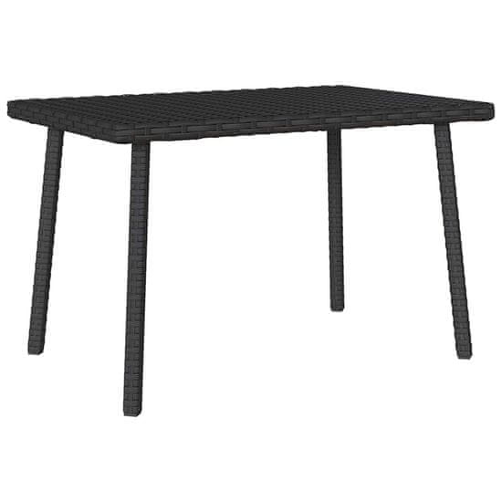 shumee vidaXL Vrtna kavna miza pravokotna črna 60x40x37 cm poli ratan