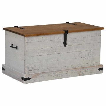 Vidaxl Skrinja za shranjevanje HALDEN bela 91x48x47cm Masivni les, bor