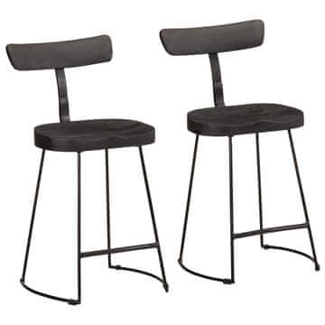 Vidaxl vidaXL Barski stoli 2 kosa črni 49x43x79 cm masiven mangov les