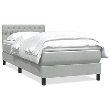 Vidaxl Box spring postelja z vzmetnico svetlo siva 80x220 cm žamet