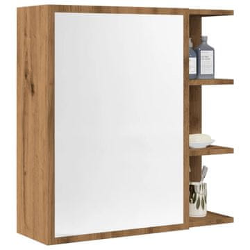 Vidaxl vidaXL Omarica z ogledalom Artisan hrast 62,5x20,5x64 cm
