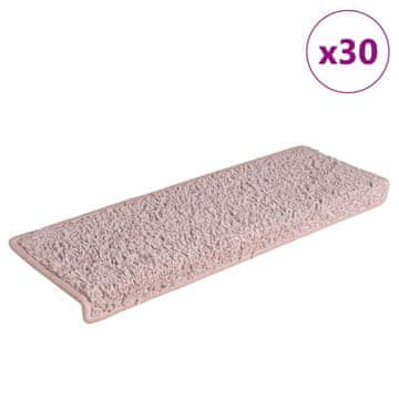 shumee vidaXL Preproge za stopnice 30 kosov 65x21x4 cm bela in roza