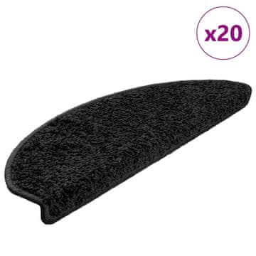 Vidaxl Stopniščne preproge 20 kosov 65x21x4 cm črne polkrožne velike