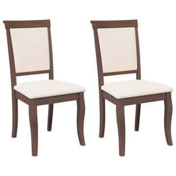 Vidaxl Jedilni stoli z blazinami 2 kosa Brown Solid Wood Rubber