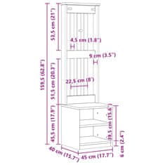 Vidaxl Drevo za dvorano SANDENS 45x40x159,5 cm masivni les bora