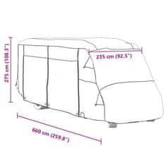 Vidaxl Prevleke za avtodom siva 660x235x275 cm netkana tkanina