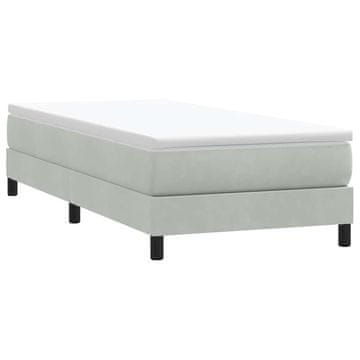shumee vidaXL Postelja z vzmetnim vzmetnim okvirjem brez vzmetnice svetlo siva 80x210 cm žamet