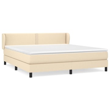 Vidaxl Box spring postelja z vzmetnico krem 180x200 cm blago