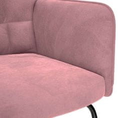 Vidaxl Gugalni stol s stolčkom Pink Velvet