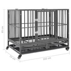 Vidaxl Pasji boks s kolesi jeklo 102x72x85 cm