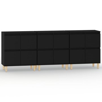 Vidaxl Komoda 3 kosa črna 60x35x70 cm inženirski les