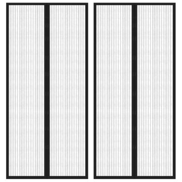 Vidaxl Zavesa proti mrčesu 2 kosa z magnetnimi bloki črna 210x90 cm
