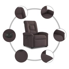 Vidaxl Električni naslanjač s funkcijo vstajanja temno rjavo blago