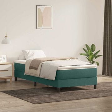 shumee vidaXL Postelja z vzmetnim vzmetnim okvirjem brez vzmetnice temno zelena 80x220 cm