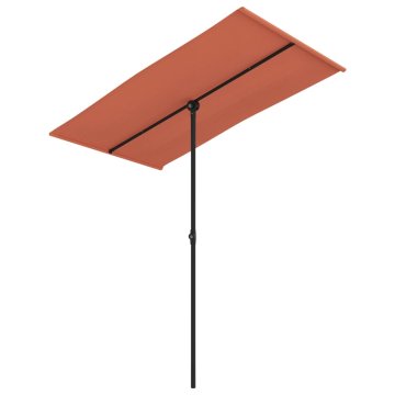 Vidaxl Vrtni senčnik z aluminijastim drogom 180x110 cm terakota